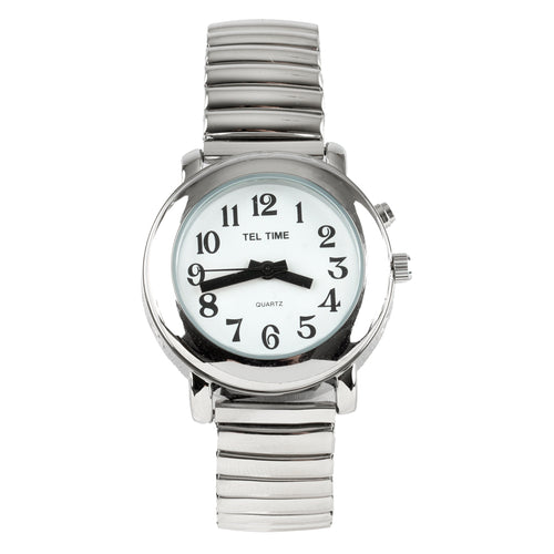 Ladies Talk Watch Silver Finish Expansion Band
