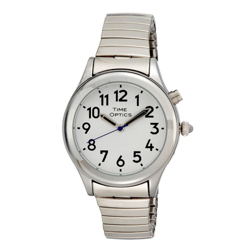 FINAL SALE - Ladies Date Time Talking Watch Alarm Silver Finish Expansion Band - BBV
