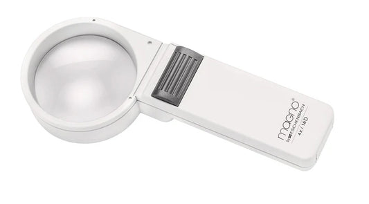 Magno Magnifying 4x glass with white case on a white background