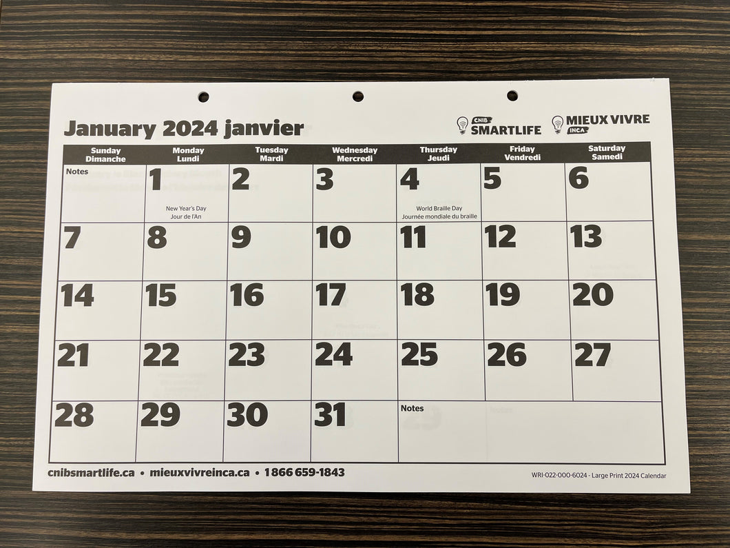 2024 Large Print Calendar