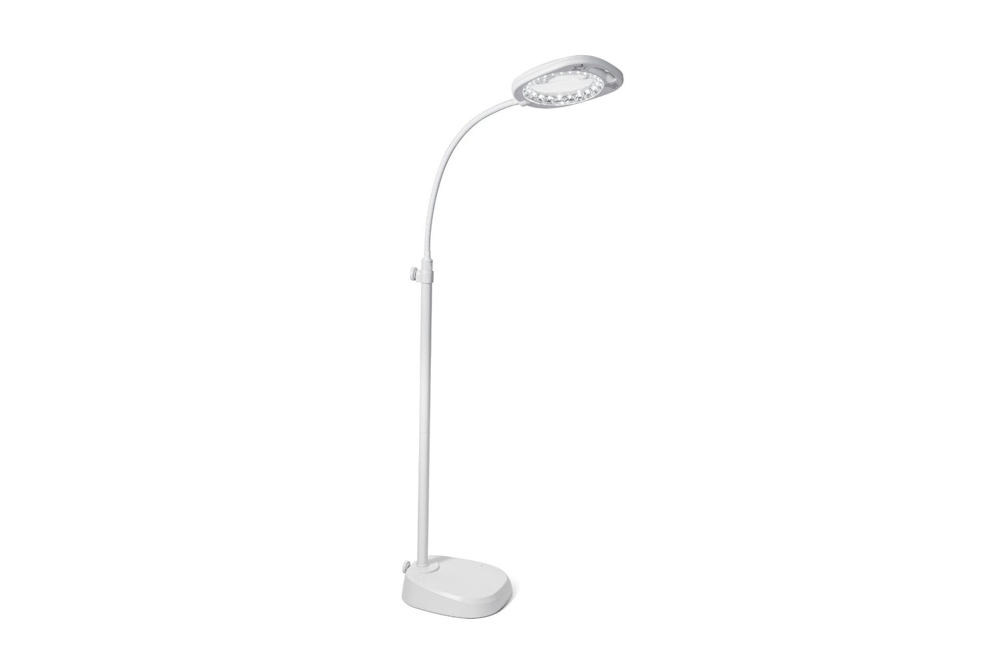 2X Magnifying Daylight LED Floor White with adjustable head on a white background