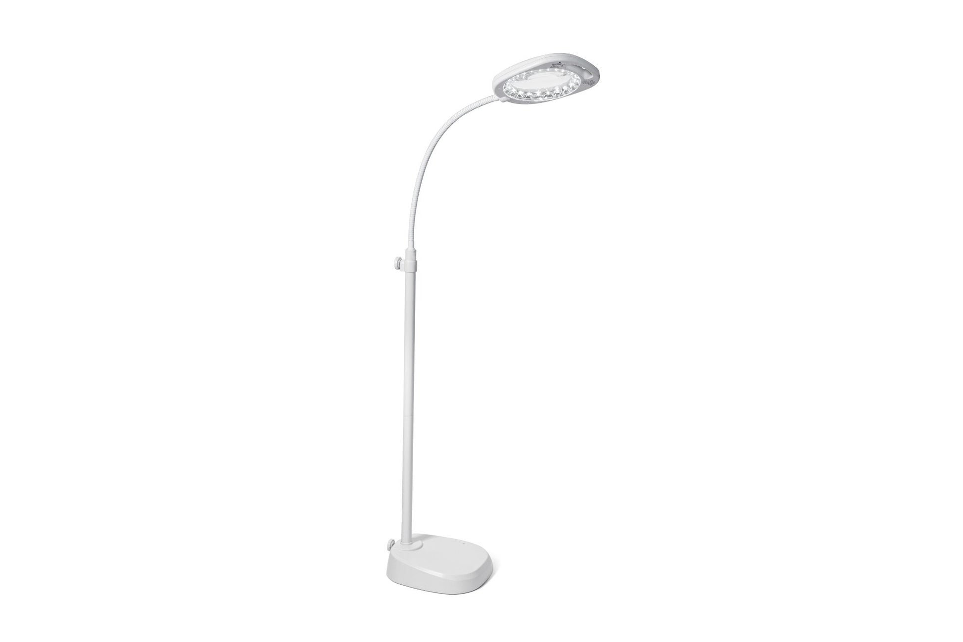 2X Magnifying Daylight LED Floor White with adjustable head on a white background