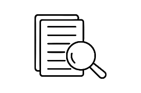 Icon of a magnifying glass over a document