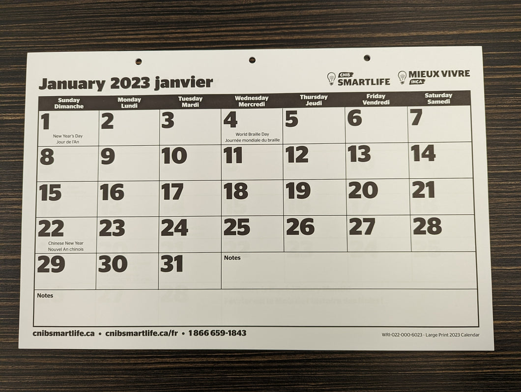2023 CNIB Large Print Calendar