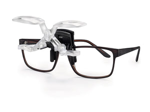 Max Detail Clip-On attached to glasses frames