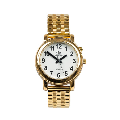Ladies Talk Date Time Watch Gold Finish Expansion