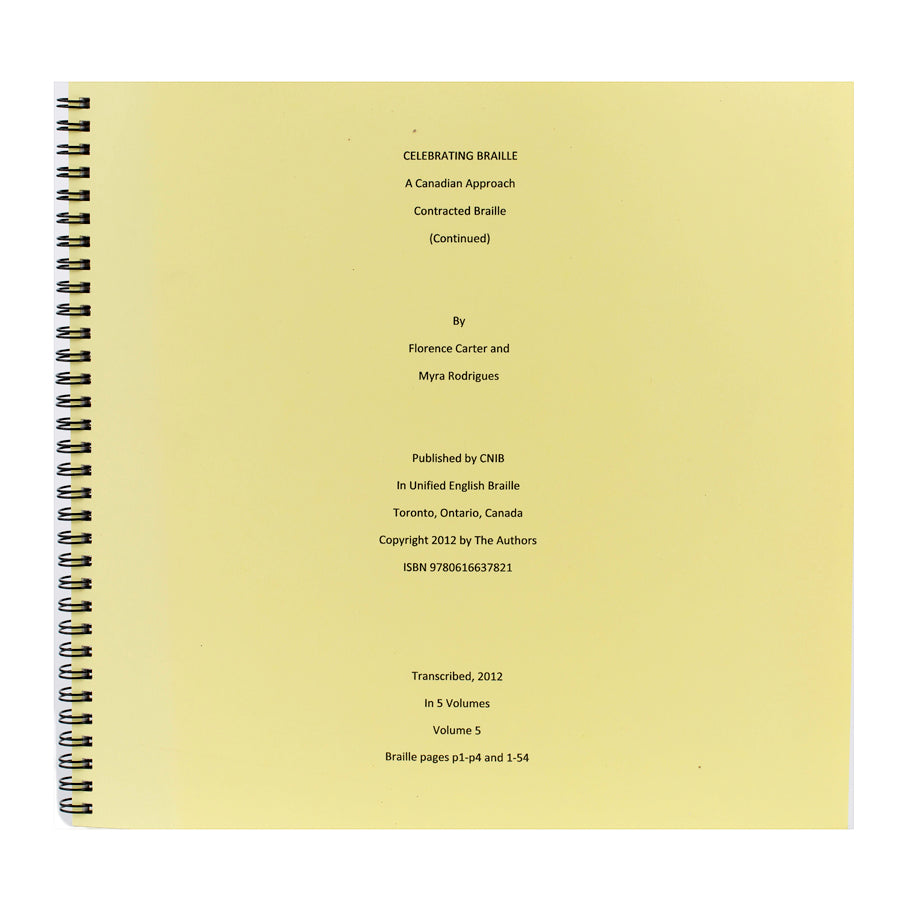 Celebrating Braille Vol 5 UEB A Cdn Approach SP CNIB SMARTLIFE