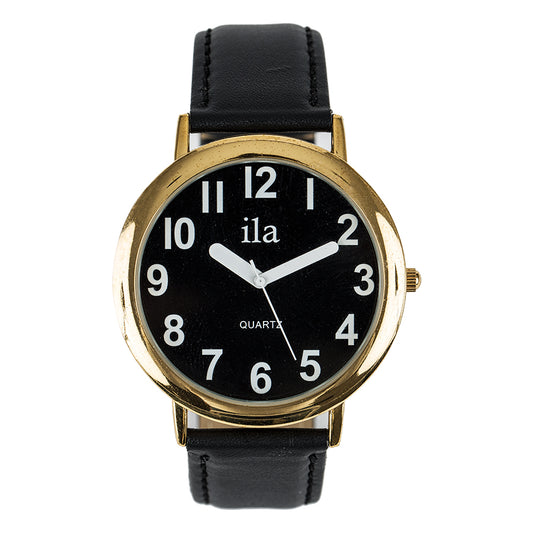 VENTE FINALE - Montre Facile à Voir Cadran Noir Chiffres Blancs Cuir Noir - BB