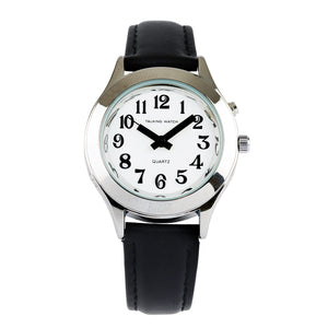 Image of FR-Watch Mesdames 1 bouton Silvr Talk Black Leat Band