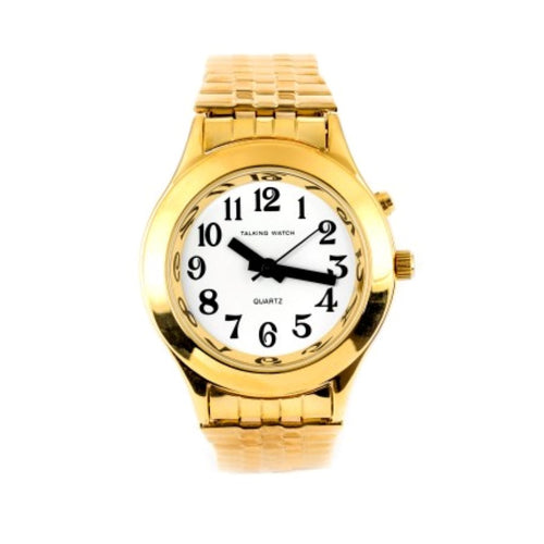 Ladies Talking Watch Gold Finish Exp Band 1 Button