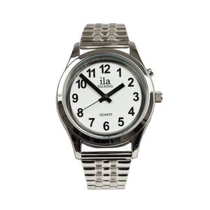 Image of Mens Talk Date Time Watch Silver Finish Expansion