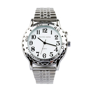Image of Mens Talking Watch Silver Finish Exp Band 1 Button